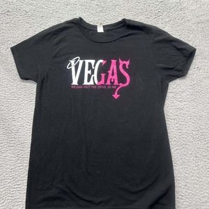 Vegas Devil Naughty  T-Shirt Womens Xtra Large Stays in vegas Travel Angel Devil